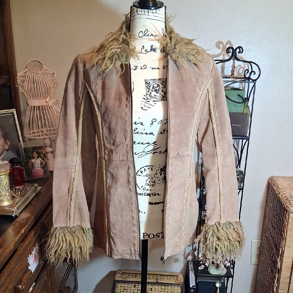 RARE Wet Seal Vintage Y2k Penny Lane Jacket with Faux Fur Trim Size Small